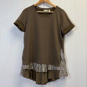 Logo Lounge Womens Artsy Boho Cuffed Sleeves Top Size L Earthy Forest Fairy Soft